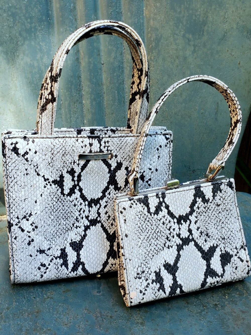 Nine West Vintage Y2K Faux Python Mini Purse Set